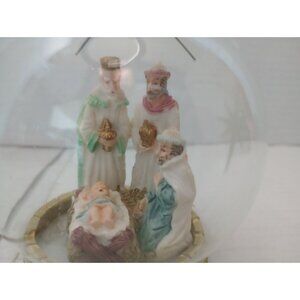 House Of Lloyd 1994 Nativity Scene Glass Ornament With Gold Accents & Three Wise